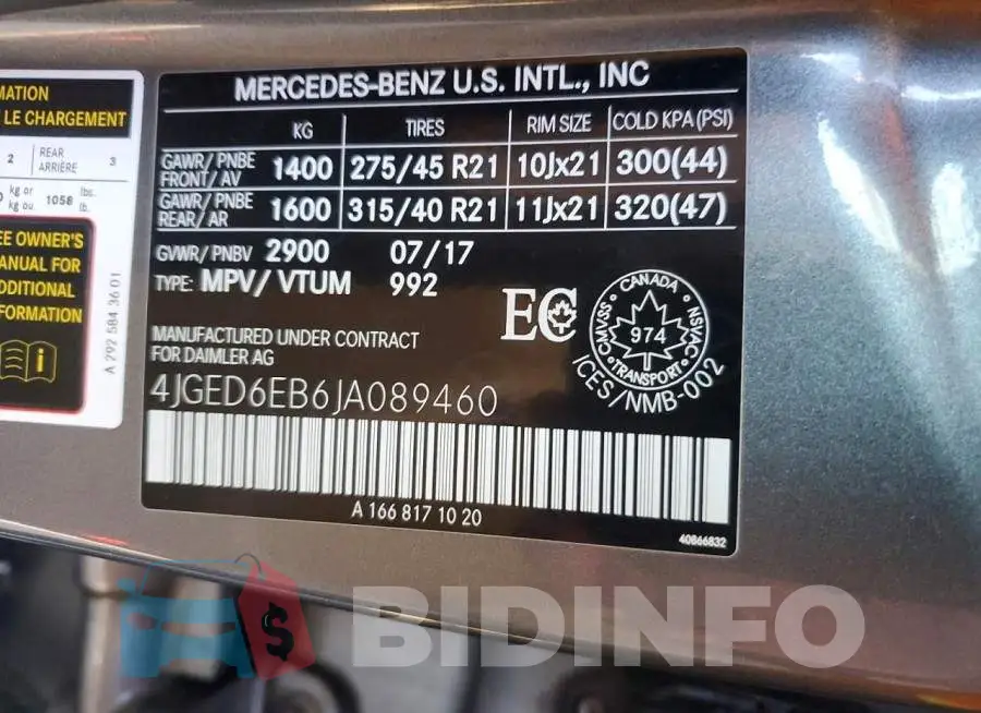 4JGED6EB6JA089460 Photo# 14