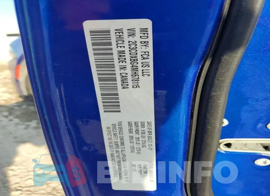2C3CDXBG4MH678115 Photo# 12