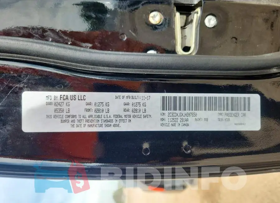 2C3CDXJGXJH207650 Photo# 13