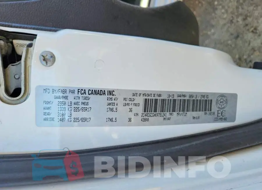 2C4RDGCGXKR791241 Photo# 14