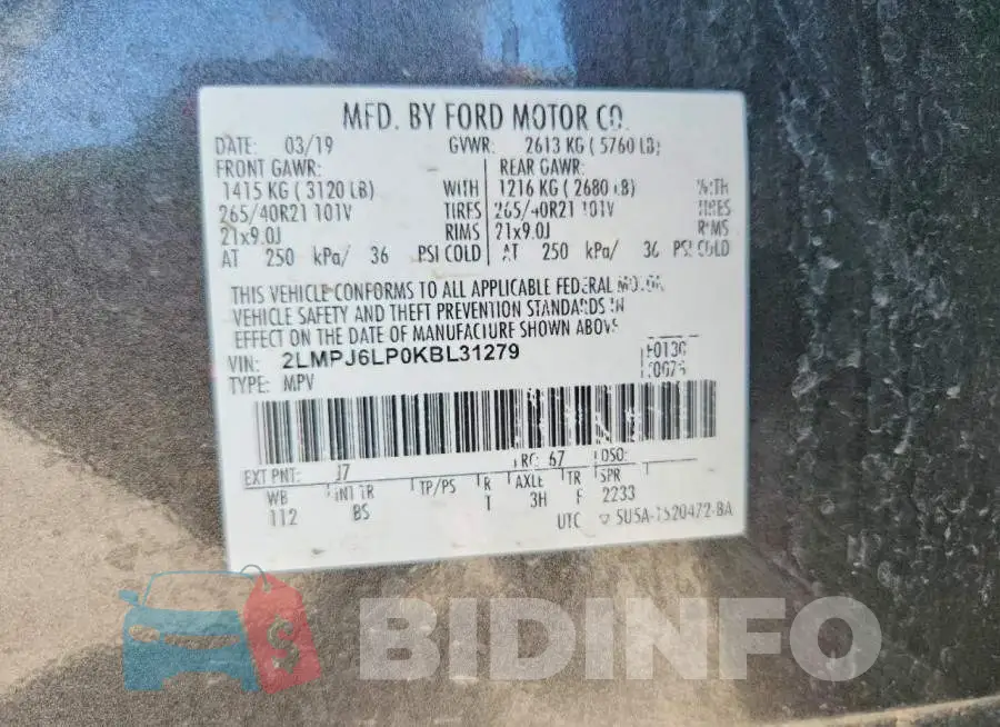 2LMPJ6LP0KBL31279 Photo# 14