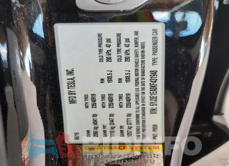 5YJ3E1EA0KF431948 Photo# 12