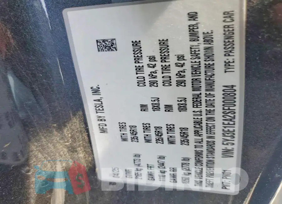 5YJ3E1EA2SF000804 Photo# 13