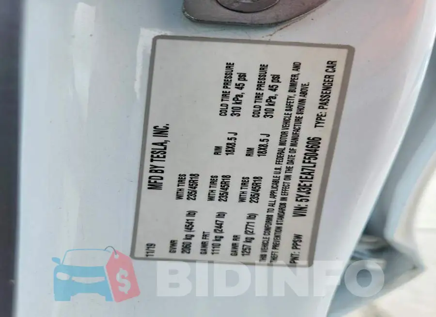 5YJ3E1EA7LF504606 Photo# 13