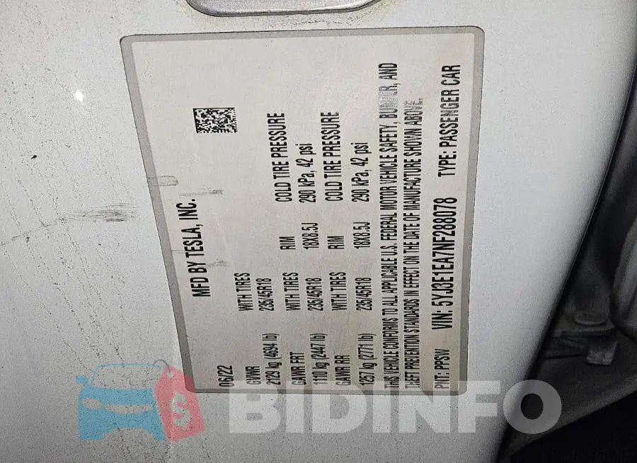 5YJ3E1EA7NF288078 Photo# 12