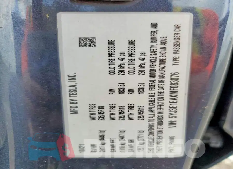 5YJ3E1EAXMF083076 Photo# 12