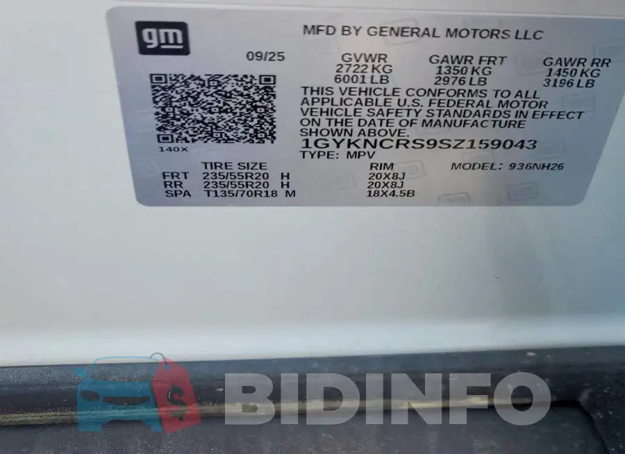 1GYKNCRS9SZ159043 Photo# 13