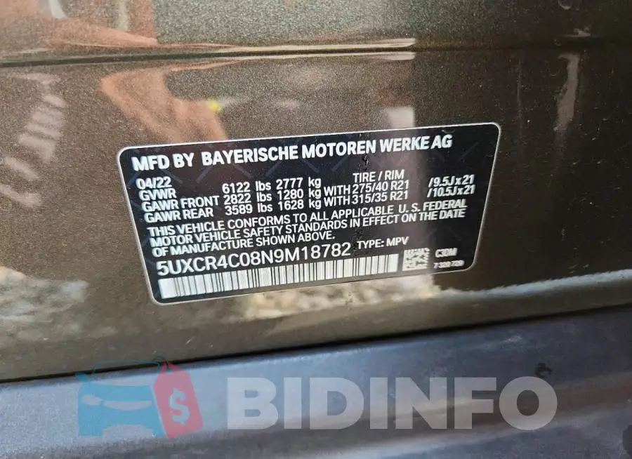 5UXCR4C08N9M18782 Photo# 13