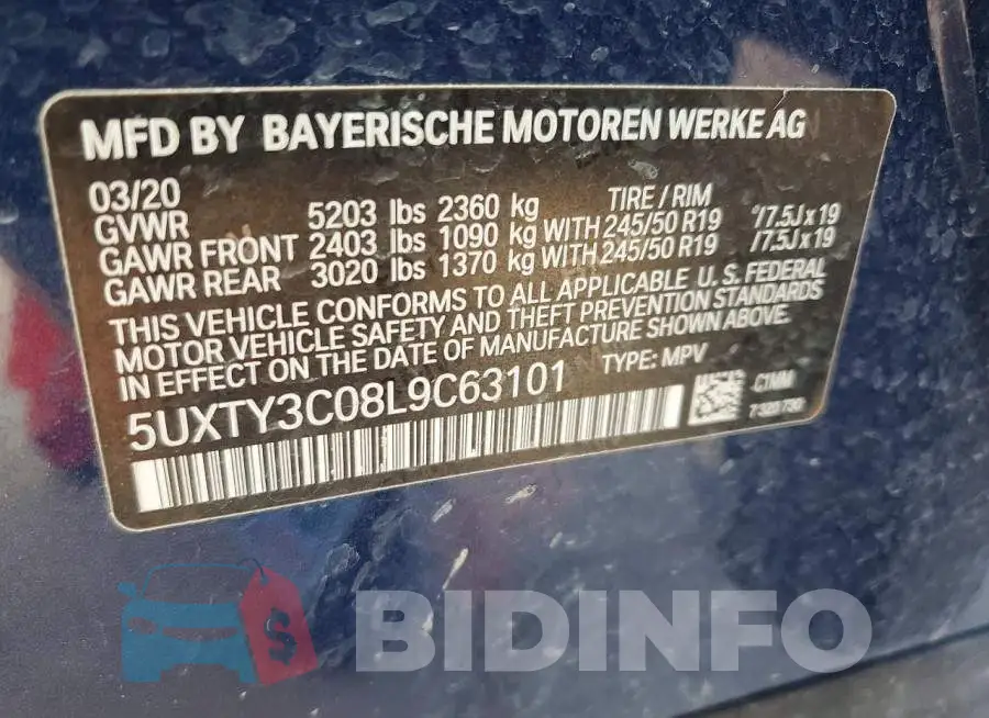 5UXTY3C08L9C63101 Photo# 13