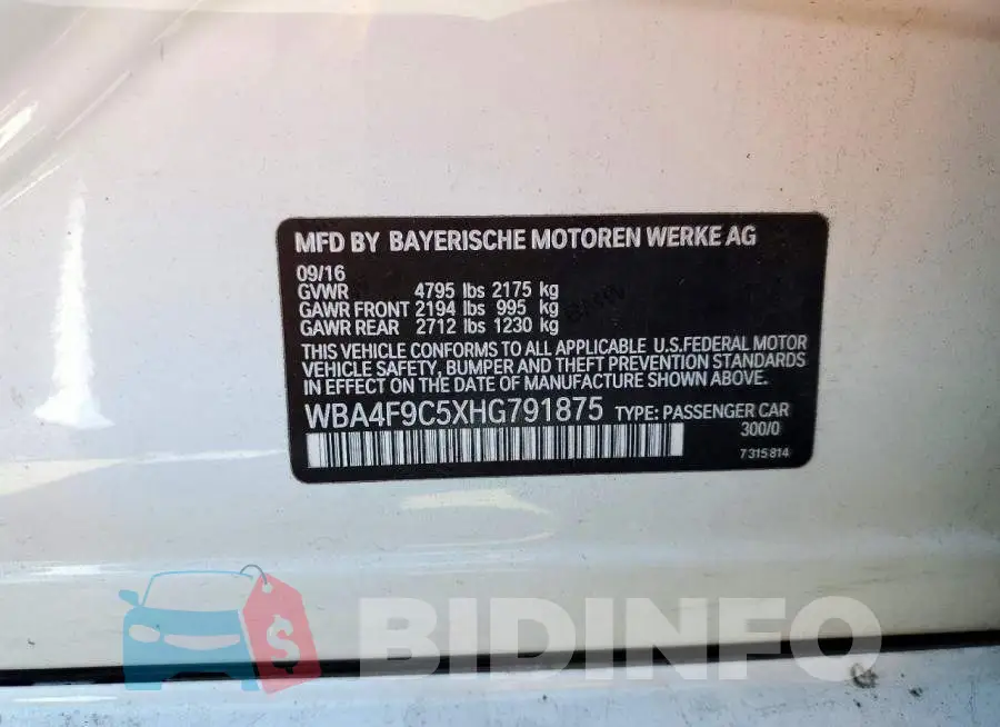 WBA4F9C5XHG791875 Photo# 12