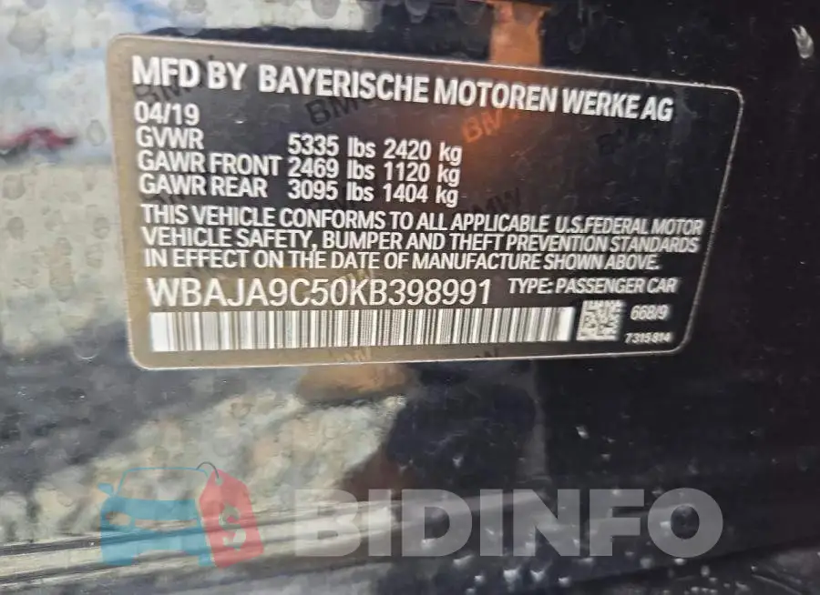 WBAJA9C50KB398991 Photo# 12