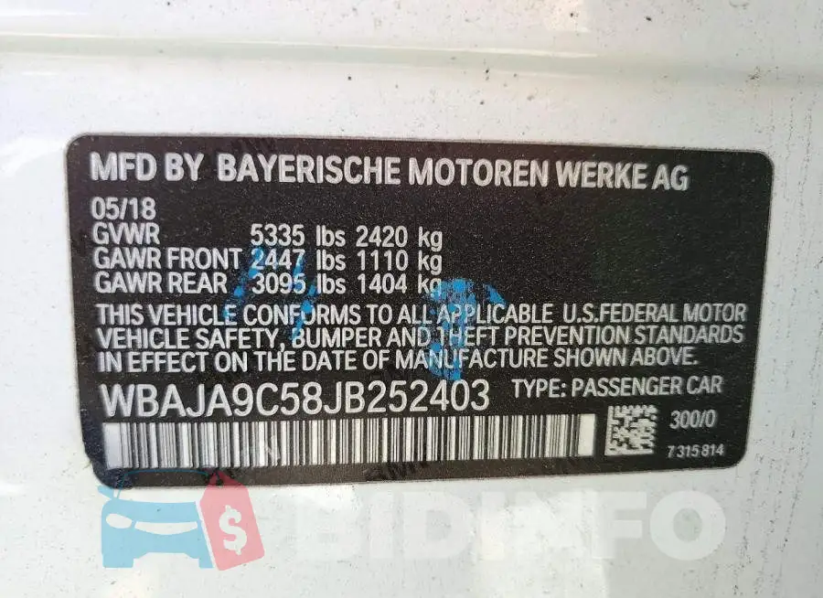 WBAJA9C58JB252403 Photo# 12