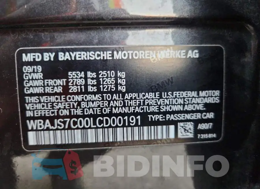 WBAJS7C00LCD00191 Photo# 12