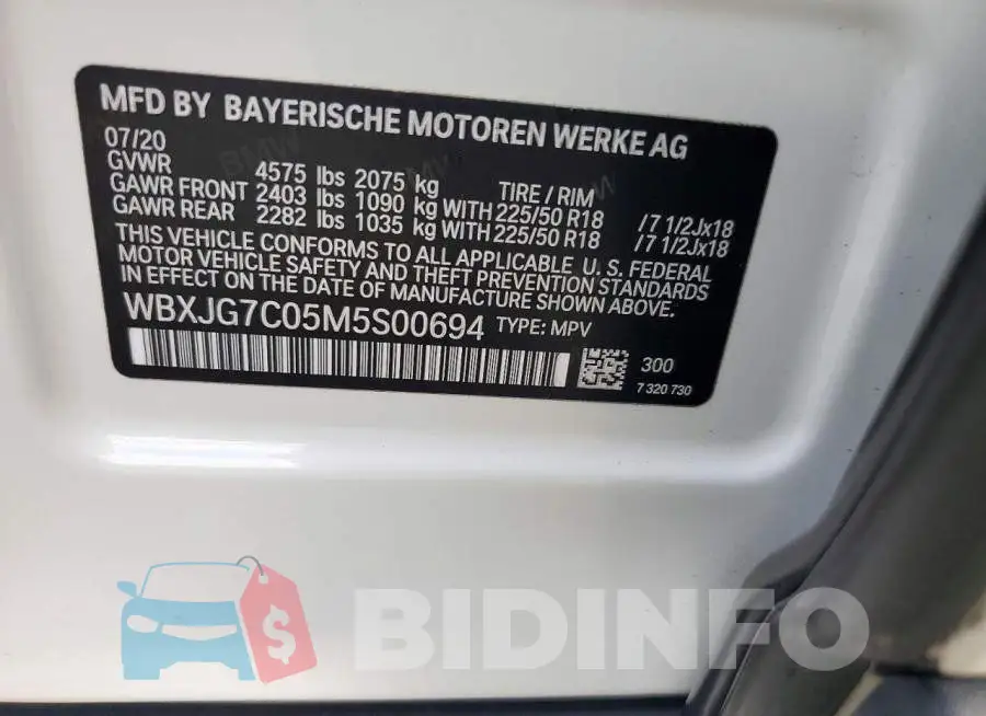 WBXJG7C05M5S00694 Photo# 13