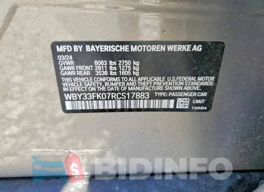 WBY33FK07RCS17883 Photo# 12