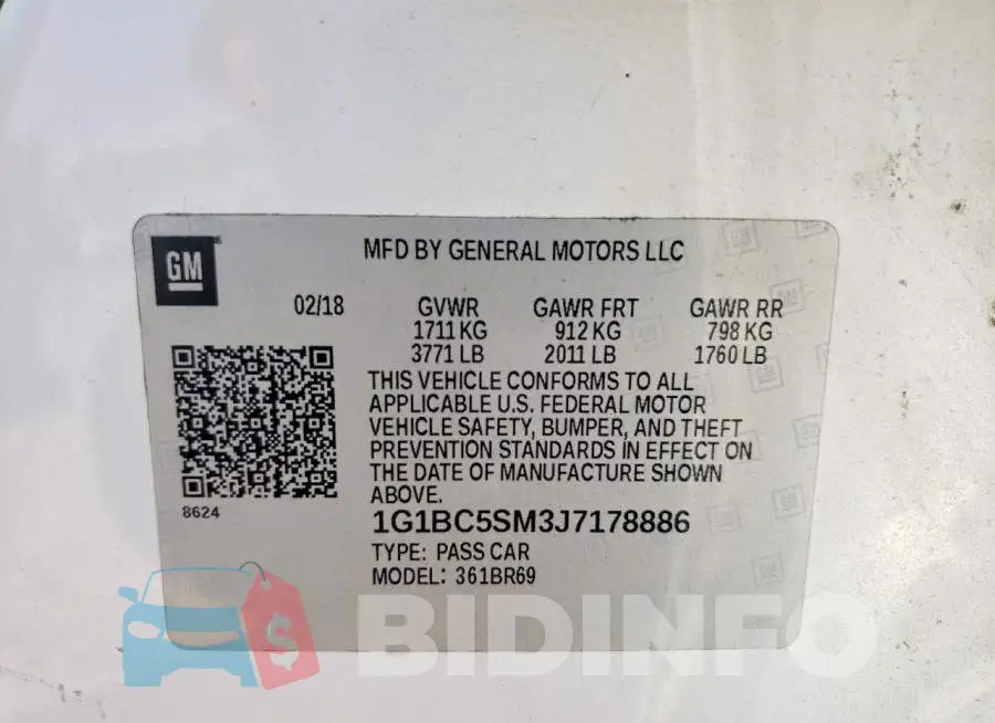 1G1BC5SM3J7178886 Photo# 13