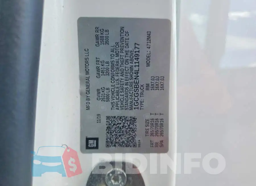 1GCGSBEN4L1149177 Photo# 12