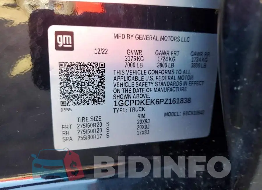 1GCPDKEK6PZ161838 Photo# 12