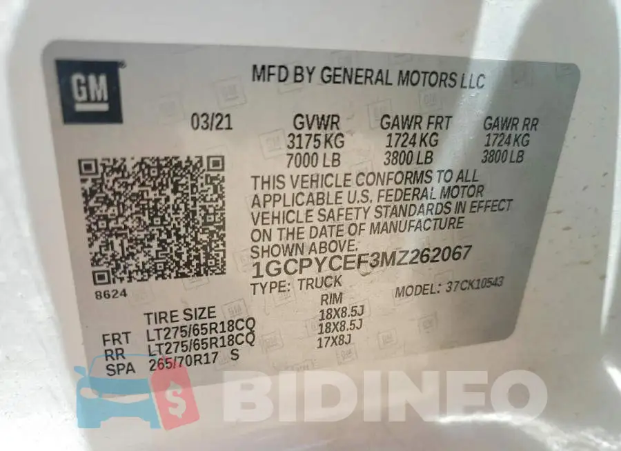 1GCPYCEF3MZ262067 Photo# 13