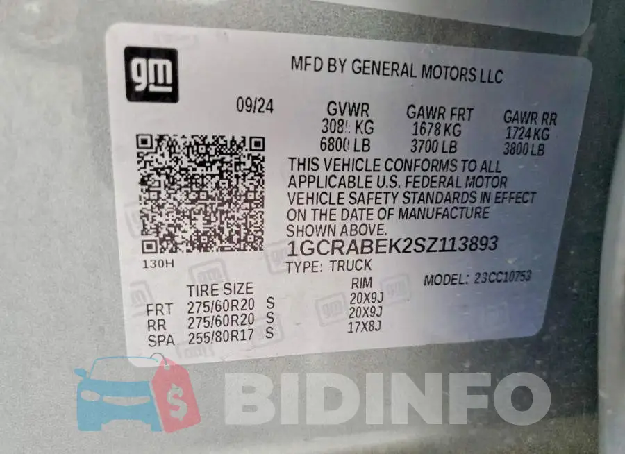 1GCRABEK2SZ113893 Photo# 12