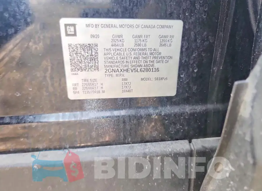 2GNAXHEV5L6280116 Photo# 13