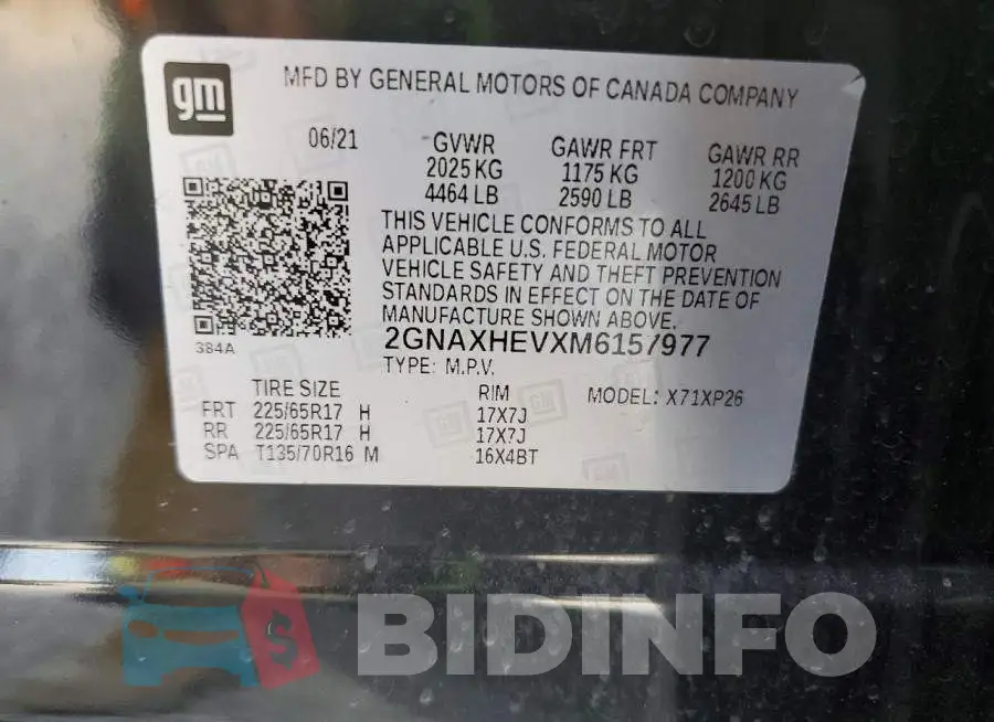 2GNAXHEVXM6157977 Photo# 13