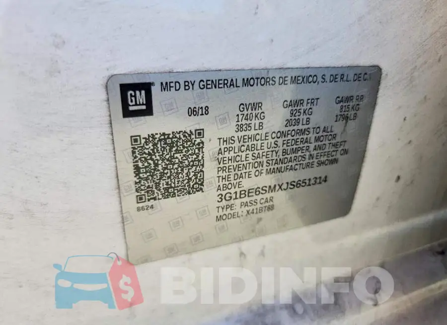 3G1BE6SMXJS651314 Photo# 12