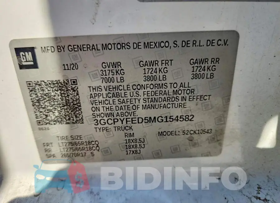 3GCPYFED5MG154582 Photo# 12
