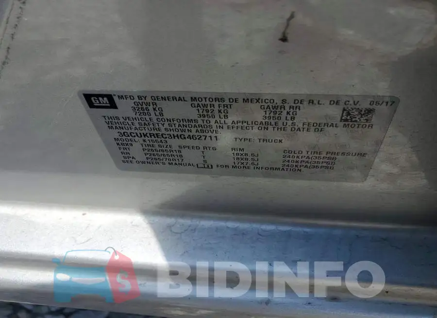 3GCUKREC3HG462711 Photo# 12