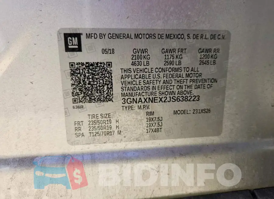 3GNAXNEX2JS638223 Photo# 14