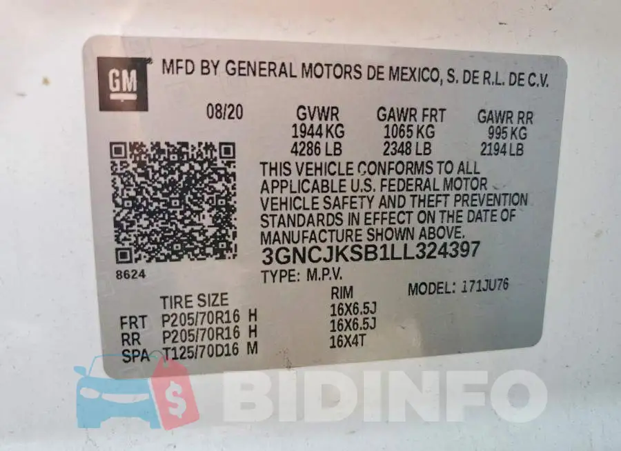 3GNCJKSB1LL324397 Photo# 13