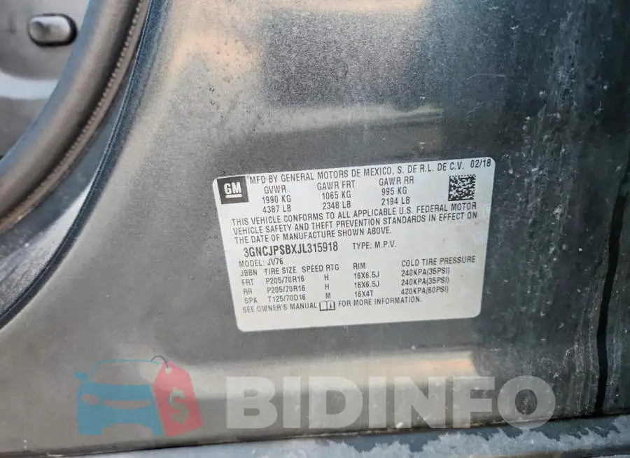 3GNCJPSBXJL315918 Photo# 12