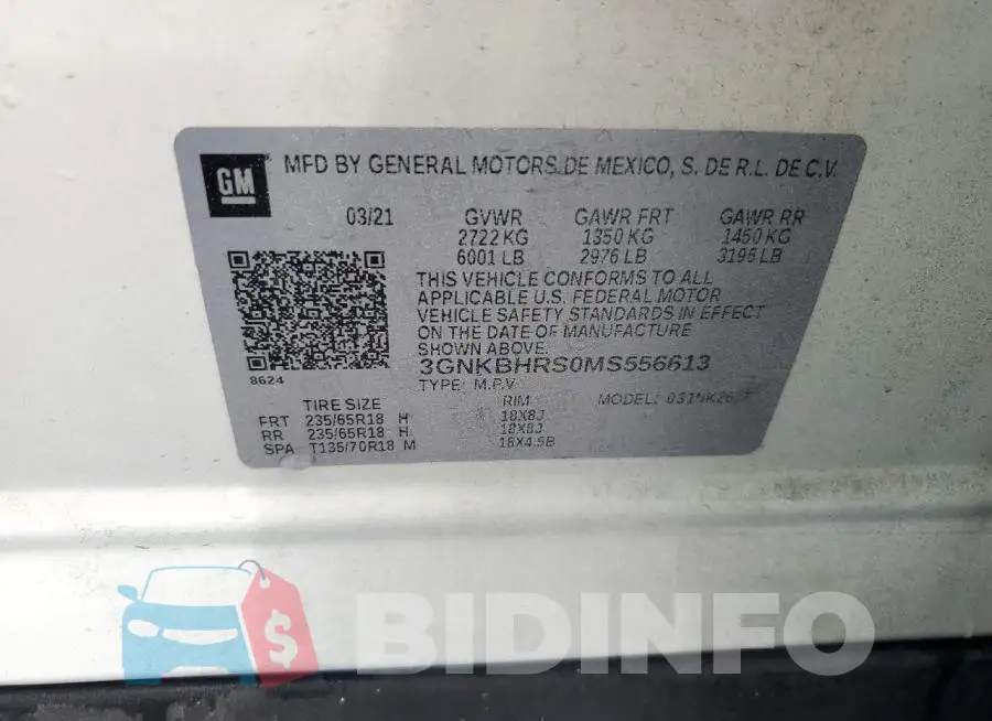 3GNKBHRS0MS556613 Photo# 13