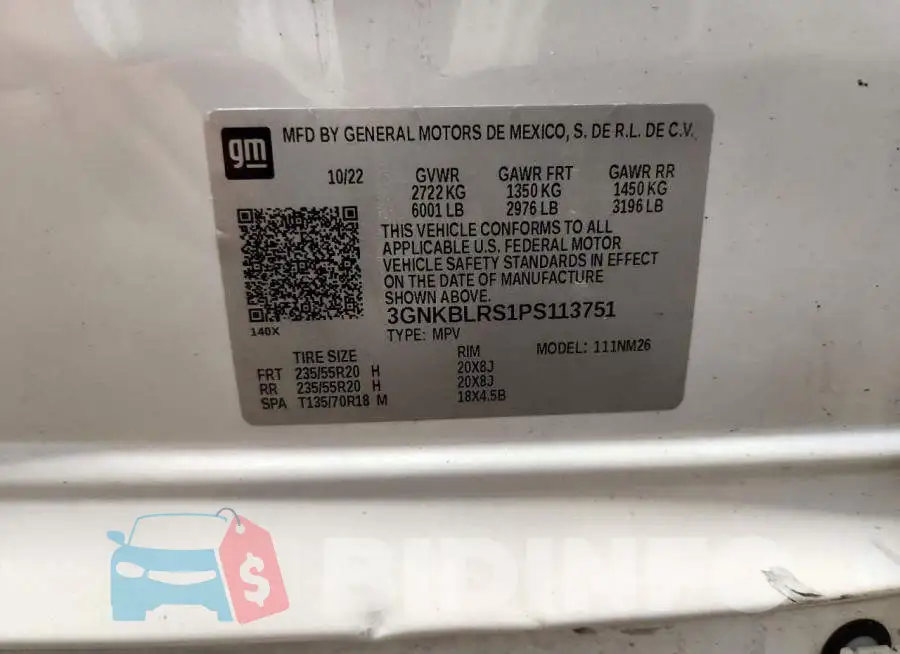 3GNKBLRS1PS113751 Photo# 14