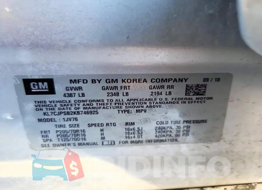 KL7CJPSB2KB746925 Photo# 12