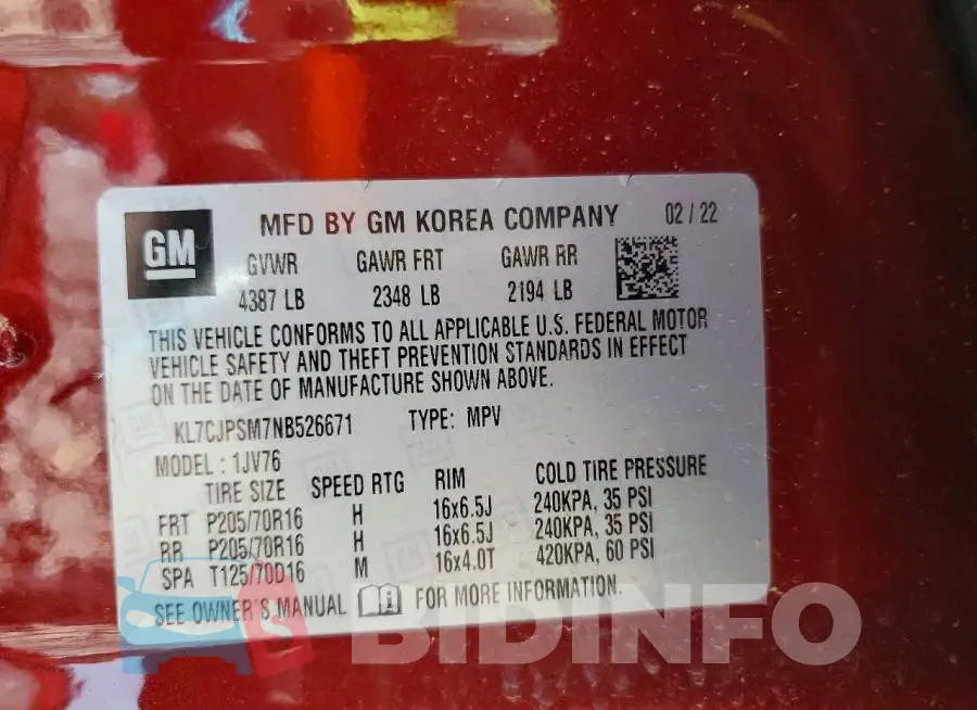 KL7CJPSM7NB526671 Photo# 12