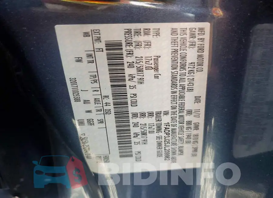 1FADP3J25JL209982 Photo# 12