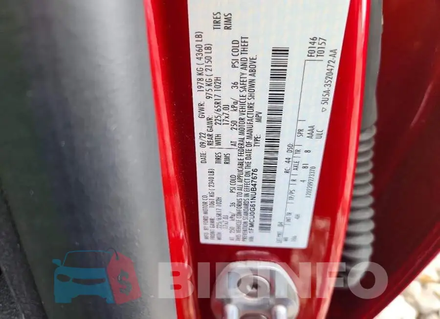 1FMCU0G61NUB47676 Photo# 13