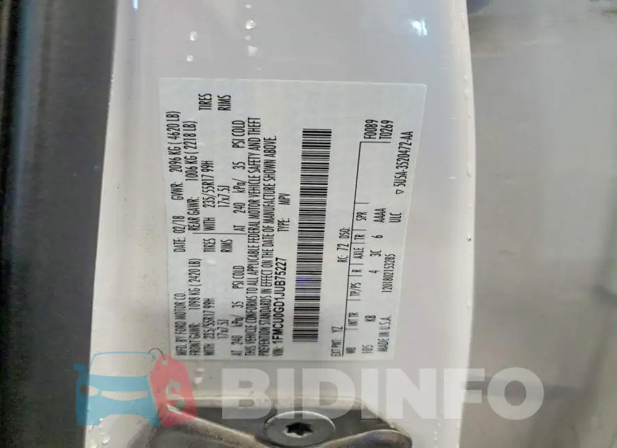1FMCU0GD1JUB75227 Photo# 13