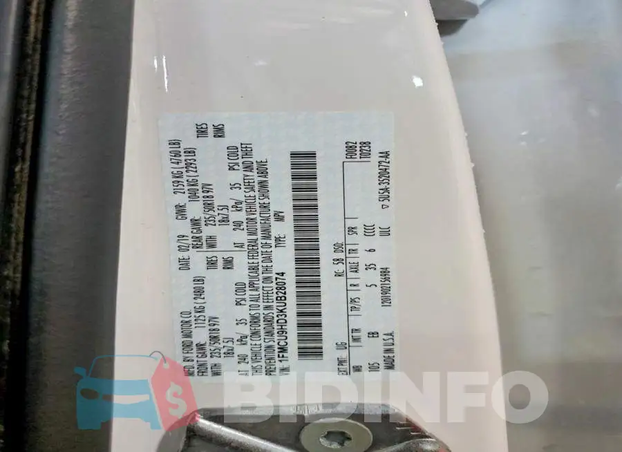 1FMCU9HD3KUB28074 Photo# 12