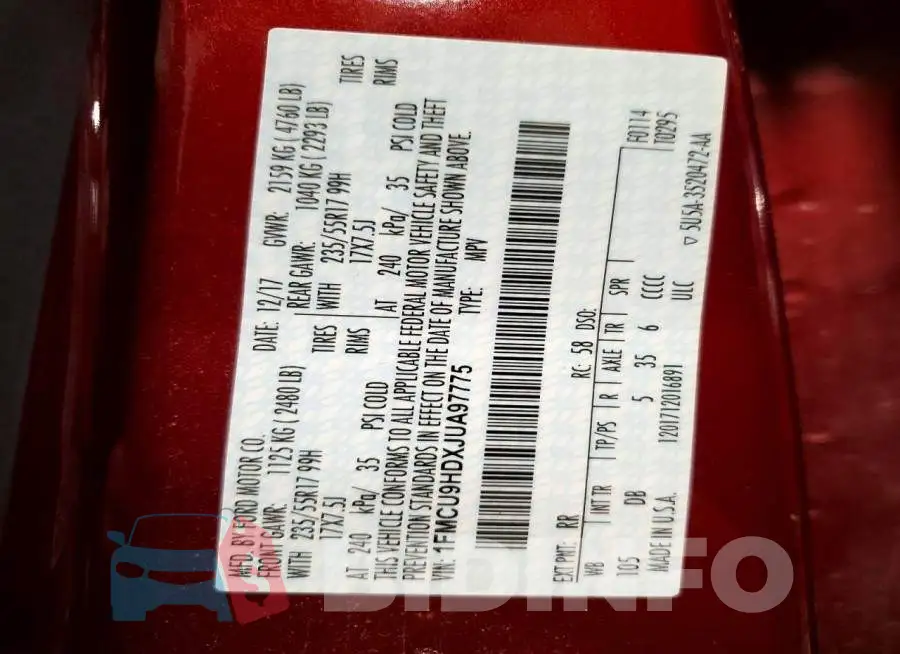 1FMCU9HDXJUA97775 Photo# 13