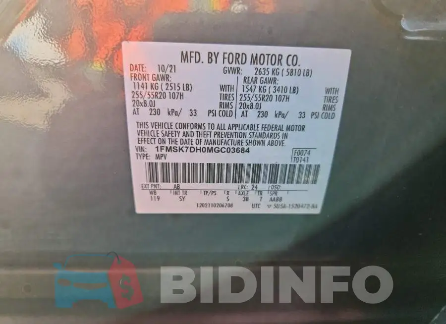 1FMSK7DH0MGC03684 Photo# 12