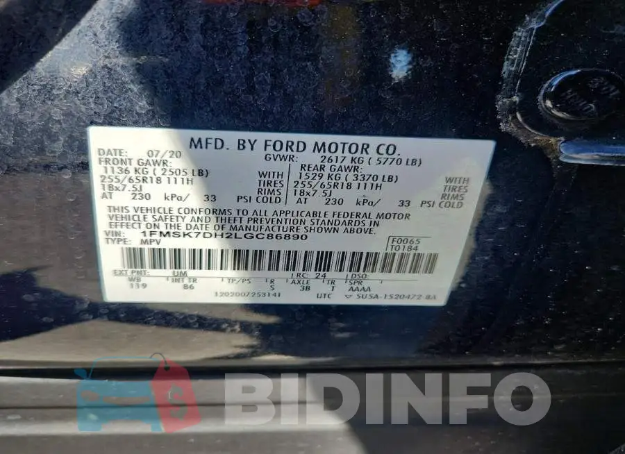 1FMSK7DH2LGC86890 Photo# 14