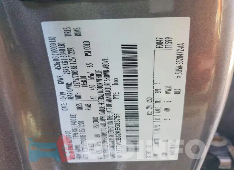 1FT7W2B62KEG83755 Photo# 12