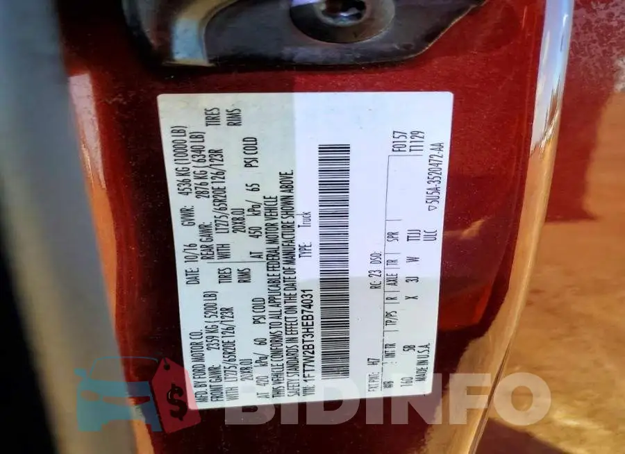 1FT7W2BT3HEB74031 Photo# 12