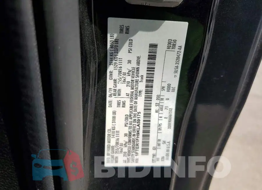 1FTER1FH9KLA59175 Photo# 12