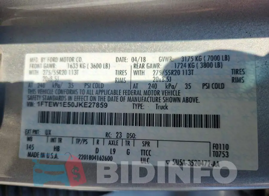 1FTEW1E50JKE27859 Photo# 12