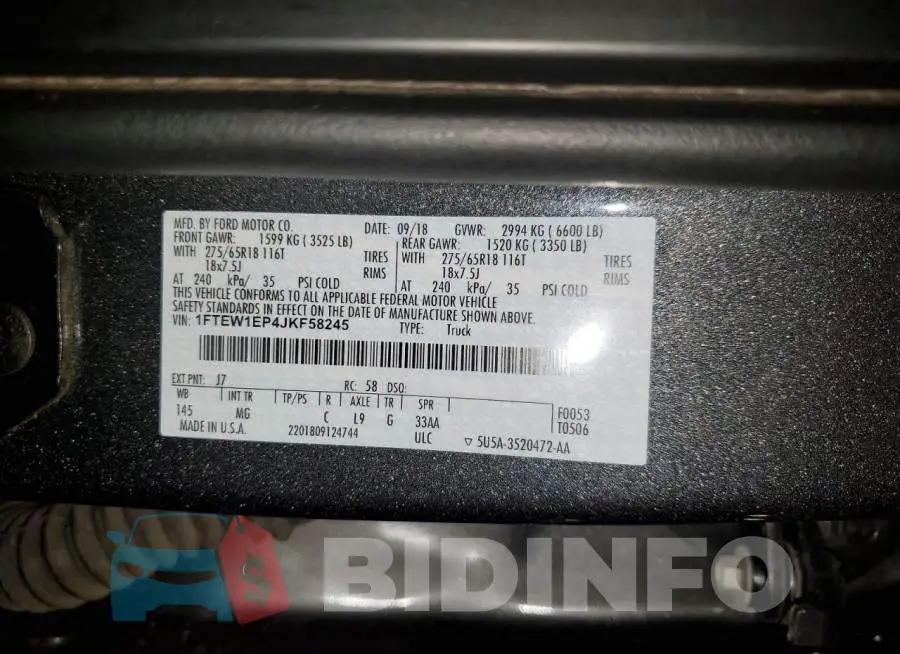 1FTEW1EP4JKF58245 Photo# 12
