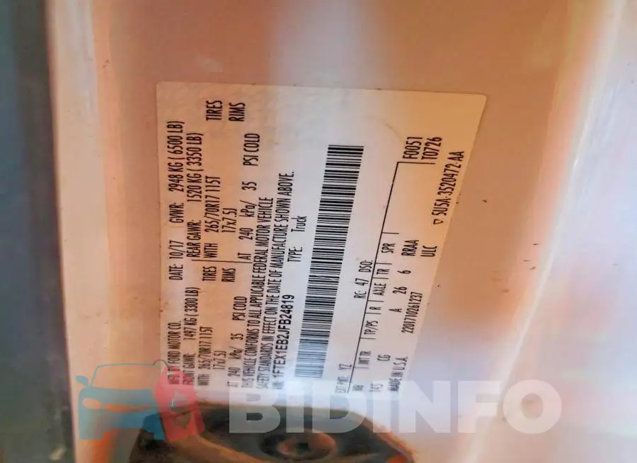 1FTEX1EB2JFB24819 Photo# 12