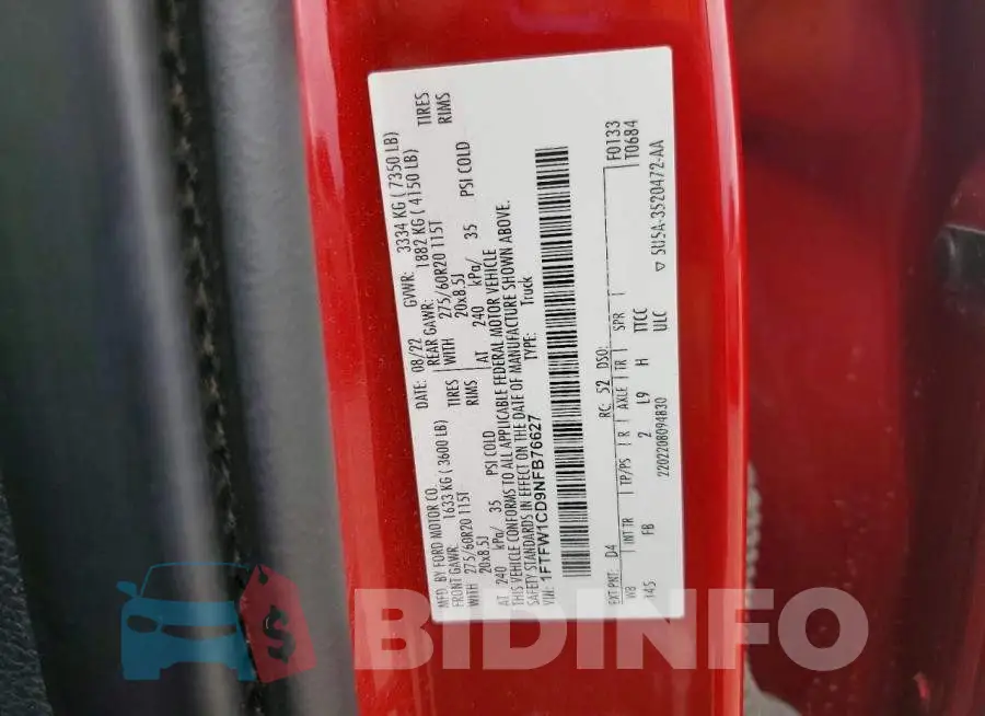 1FTFW1CD9NFB76627 Photo# 12